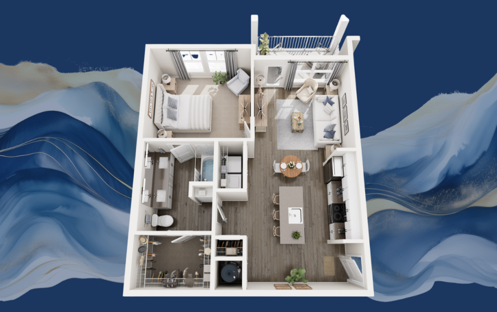 A2 - 1 bedroom floorplan layout with 1 bathroom and 797 square feet