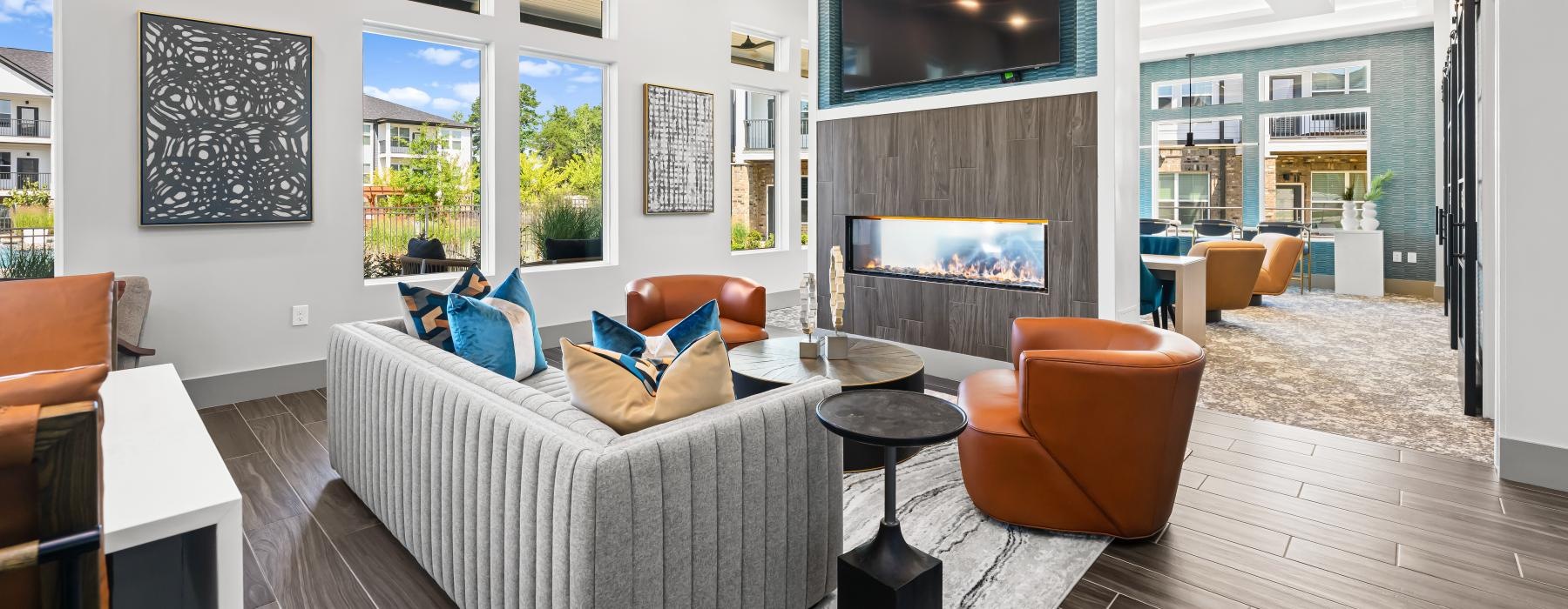 resident lounge with colorful seating